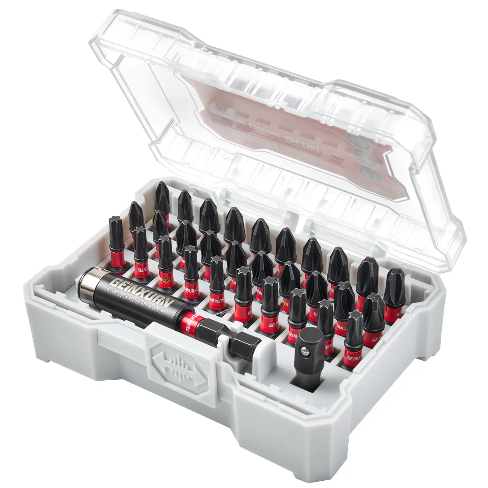 32PCS 1"-25mm Mixed Impact Insert  Bit fit for 1/4" & 1/2"  Driver Tools Stacking Box Set-Beige